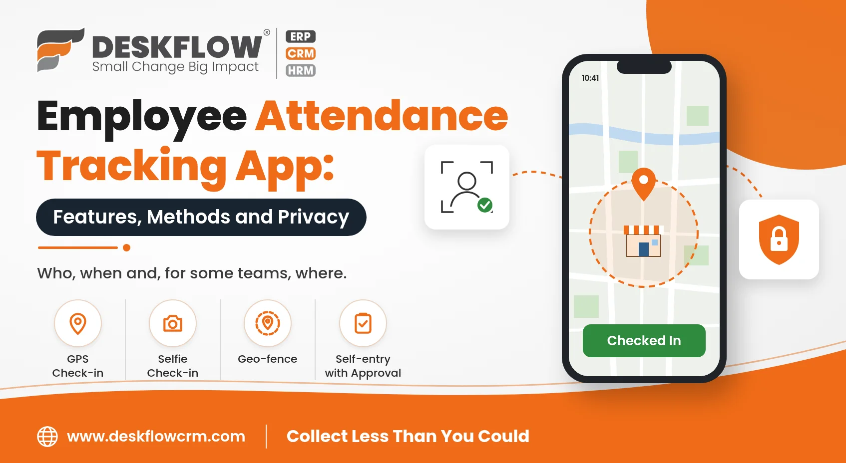 employee attendance tracking app - features, methods and privacy - deskflow crm